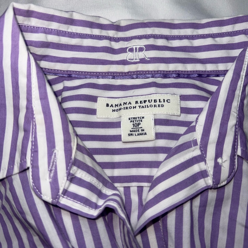 Banana Republic Purple Striped Button-Up Shirt - Picture 6 of 7